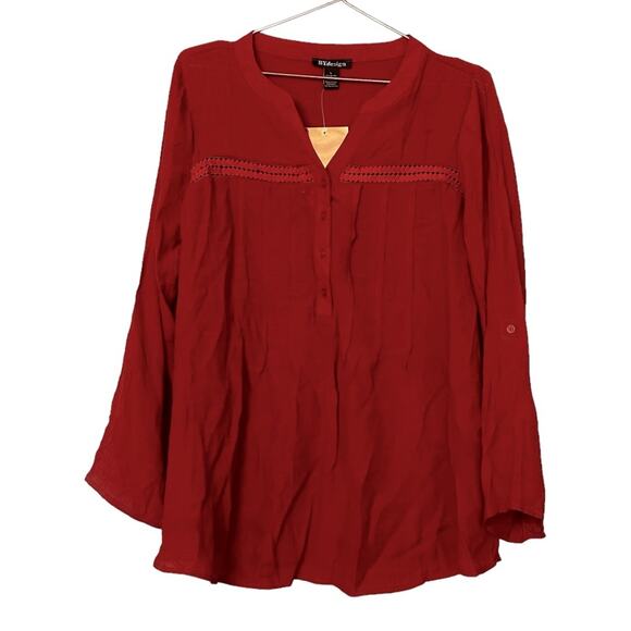 Burnt Orange Rust Woven Popover Blouse - Size Large - Picture 1 of 5